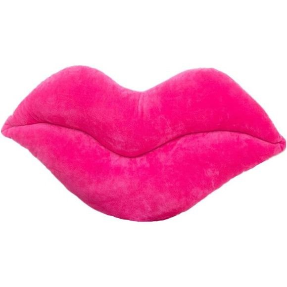 Hot Pink Lip Shape Throw Pillow Girls Valentine'sDay Gift Soft Velvet Decorative - Picture 1 of 6